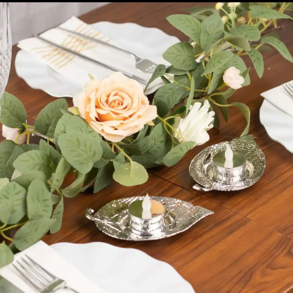 Silver Leaf Tealight Holder - One